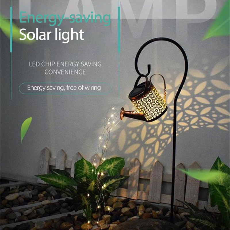 야외 정원 아트 램프 장식 LED 물을 수 스트링 라이트, 태양열 전원 중공 철 샤워 실내 홈 장식품